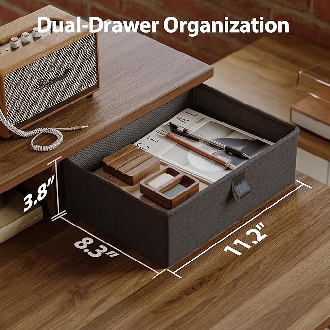 Agilestic 48 x 24 Inches Electric Standing Desk with 2 Storage Drawers Adjustable Height Sit and Stand Computer Table with Splice Board Dark Walnut