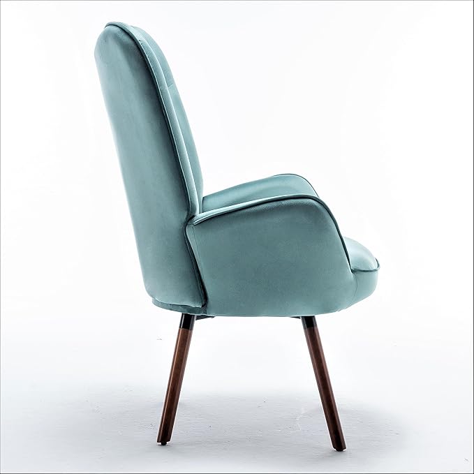 Chic Accent Arm Chairs for Living Room Bedroom or Home Office Button-Tufted Midcentury Armchair with Wingback Design and Splayed Legs Teal