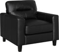 Coaster Home Furnishings - Scotland - Faux Leather Upholstered Track Arm Chair with Removable Cushions Tufted Backrest Tapered Legs and Pocket Coil Seating - Living Room - Black - 504666