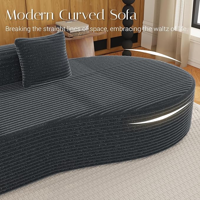 Esright 134’’ Modern Sectional Couches for Living Room 1400LBS Oversized Modular L-Shaped Curved Sofa with 3 Pillow Bolsters Large Comfy Cloud Couch Sofa (Dark Grey)