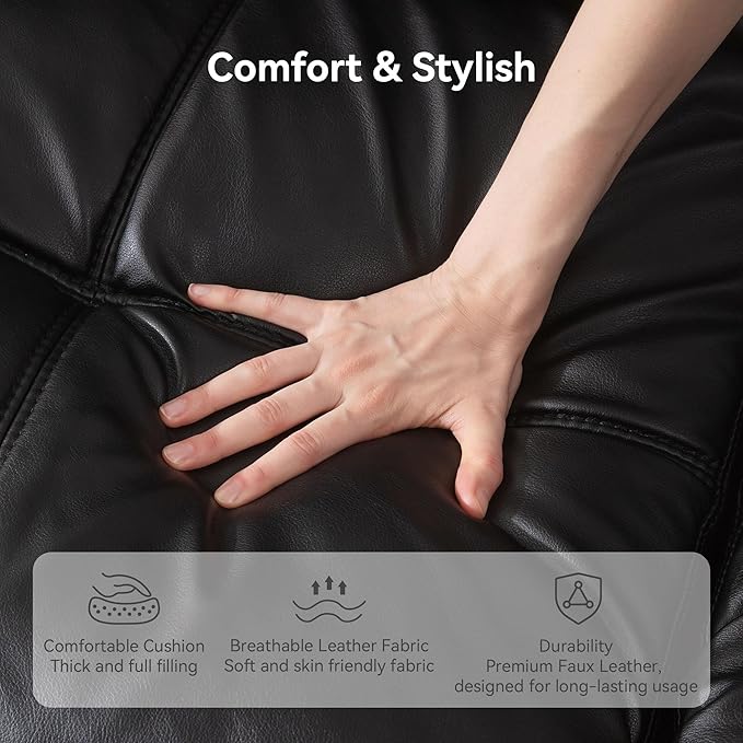 Convertible Futon Sofa Bed71 Modern Premium Faux Leather Futon Couch with Adjustable Backrest&ampArmrestSmall Loveseat Sleeper SofaDorm Futonsofa for ApartmentLiving RoomBlack