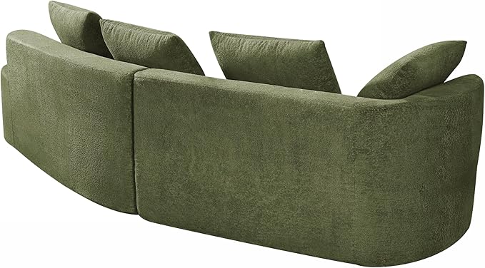 GDFStudio 116 Modern Curved Sectional Sofa with Chaise LoungePearl Upholstered Fully Compressed Sponge Couch2 Pcs SetRight Hand FacingFully Assembled Lounge Seating for Living RoomGreen