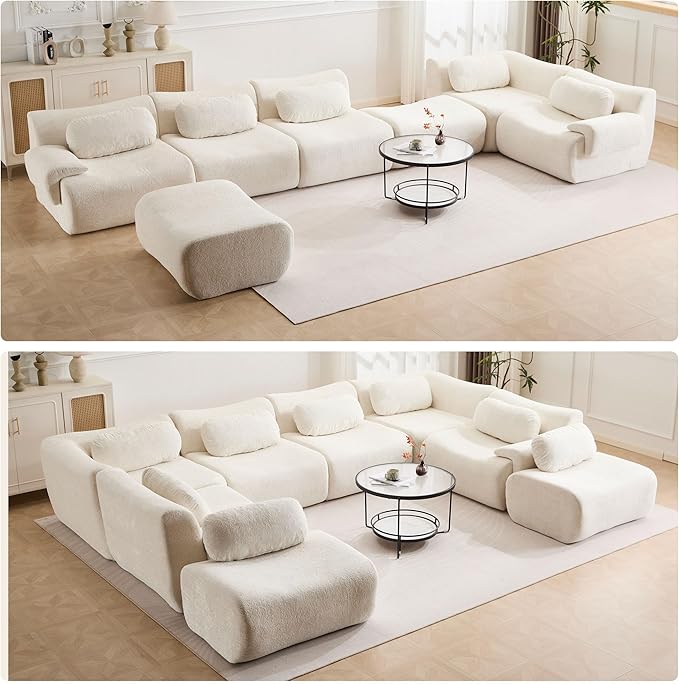 79.6 Boneless Couches for Living Room Set Cloud Modular Sectional Sofa in a Box Memory Foam Modern Couch Big Comfy Compressed Sofas Loveseat for Small Spaces Bedroom Apartment White