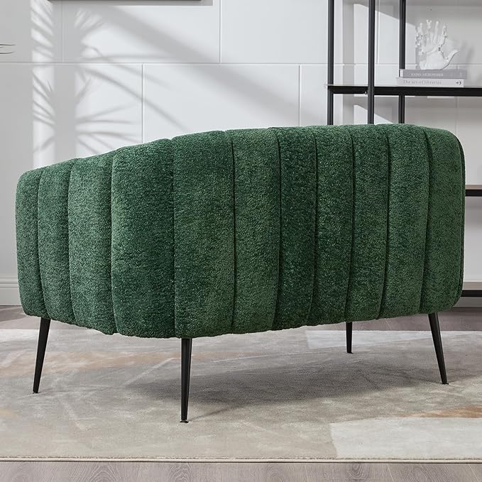 50.2 inch Green Chenille LoveseatSmall Loveseat for Small Spaces with Metal LegsCompact Couch with Comfortable Backrest and ArmrestSmall 2 Seater Couch for Living Room and Bedroom