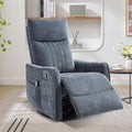 Swivel Rocker Recliner Chair 360° Swivel Recliner with Heat and Massage Rocker Recliner Nursery Glider Chair with Side Pockets for Living Room (Dark Blue Fabric)