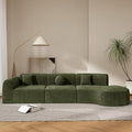 Christopher Knight Home Grelyn Modern Curved Modular Sectional Sofa Wool Fabric Large Cloud Couch 6-Seater L-Shaped Couch for Living Room 3-Piece Lounge Sofa with ChaiseFully AssembledOlive Green