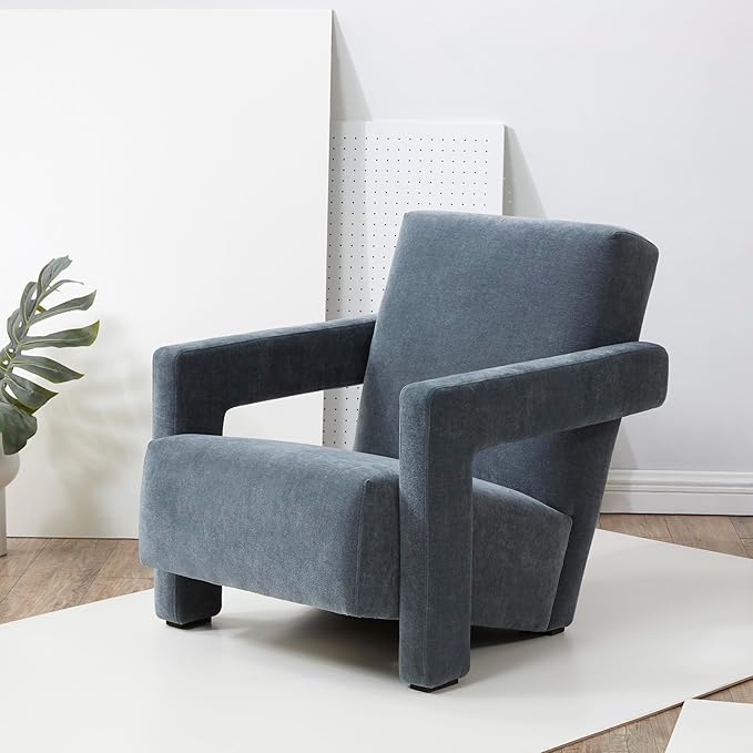 SAFAVIEH Couture Collection Taylor Modern Navy Velvet Upholstered Accent Chair (Fully Assembled)