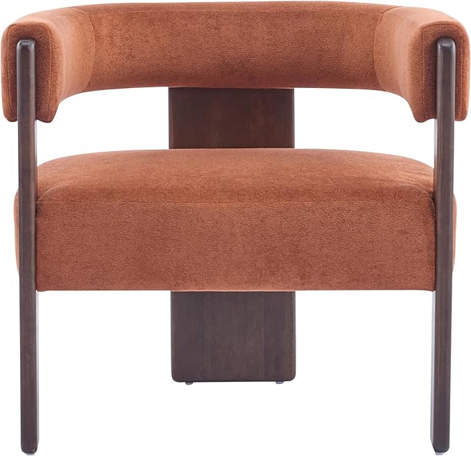 Christopher Knight Home Nettie Modern Accent Chair for Living Room Velvet Fabric Single Lounge Sofa Chair with Wooden Frame Comfy Reading Chair for Bedroom Lounge Armchair with CushionBurnt Orange