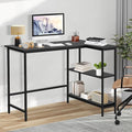 BLKMTY L-Shaped Computer Desk with Storage Shelves 43 Home Office Corner Desk for Small Spaces Reversible Study Writing Table Workstation Black