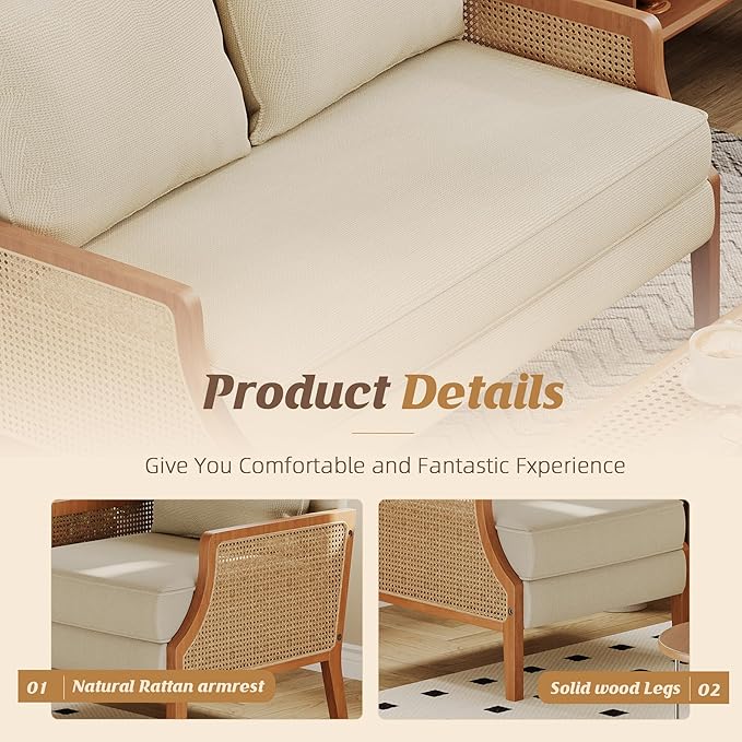 HAOBO Home 2 Piece Living Room Furniture Sets Loveseat Sofa Settee Bench with 1 Single Sofa Accent Chair Modern Small Couches for Small Spaces