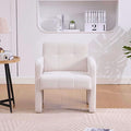 Modern Accent Chair Set of 1 Chenille Fabric Upholstered Reading Armchair Mid-Century Leisure Comfy Single Sofa Chair for Living Room Bedroom Home Office (Beige Set of 1)