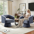ClinQ Swivel Barrel Accent Chair Oversized Teddy Upholstered Round Swivel Chairs Set of 2 Modern Luxury 360° Living Room Vanity Chair for Bedroom Office&ampLiving Room Blue