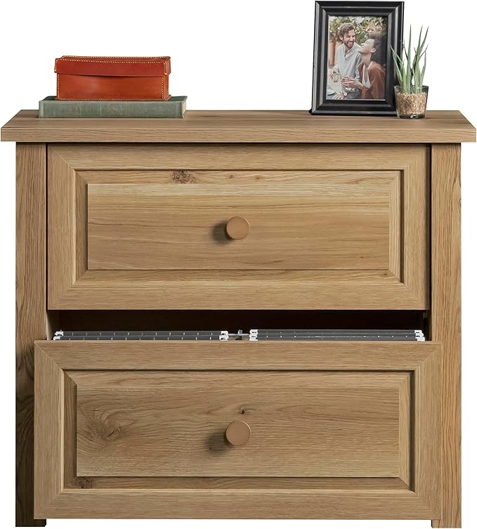 Lateral 2 Drawer Small File Cabinet with Lock Under Desk Locking Storage Drawers Organizer for Home Farmhouse Office Filing CabinetsBrown
