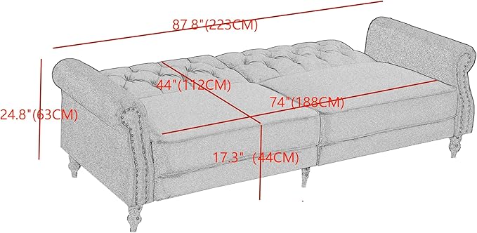 Legend Vansen 87.8 inchs Convertible Velvet Bed Sleeper Futon Sofas Blue
