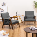 Accent Chairs Set of 2 Mid-Century Modern Chair with Side Pocket Lounge Armchair with Lumbar Pillow &amp Solid Wood Frame for Living Room Balcony Bedroom