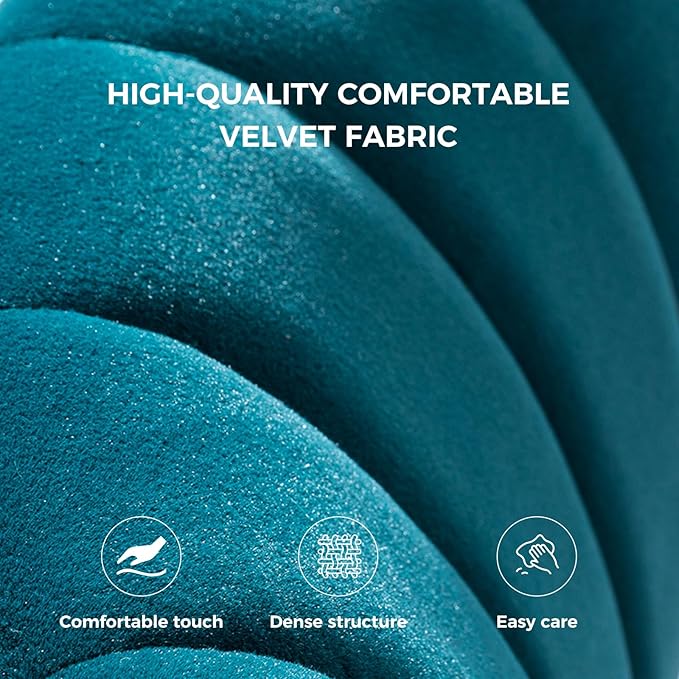 HULALA HOME Velvet Dining Chairs Modern Small Armless Accent Chair with Gold Metal Legs Living Room Upholstered Cute Side Chair Elegant Tufted Back Vanity Chair for Bedroom/Beauty Room-Teal