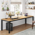78 Two Person Computer Desk with Drawers Long Double Home Office Desk with with Storage Shelves Large Gaming Study Writing Table Workstation for Office (Walnut+Black)