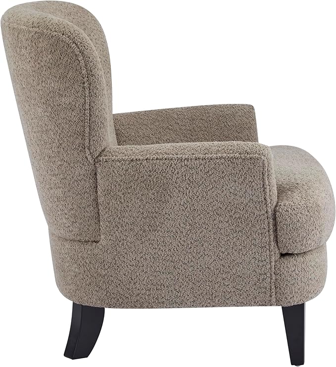 Christopher Knight Home Colby Boucle Upholstered Club Chair Living Room Accent Chair Wooden Frame Flared Armrest Plush Thick Cushion Reading Lounge Chair Space-Saving Furniture Light Brown