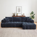 110 Inch Cloud Sectional CouchModern Upholstered Sofa with Deep SeatChenille Boneless Couches with L-Shape ChaiseSponge Compressed Couches for Living Room (Dark Blue Right Facing Chaise)
