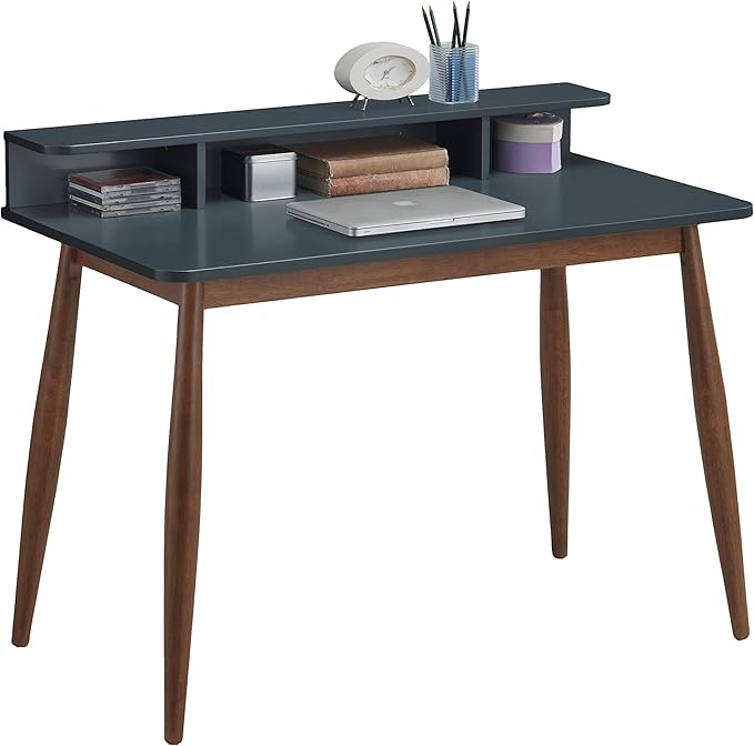Roundhill Furniture Roskilde Storage Wood Office Desk Gray