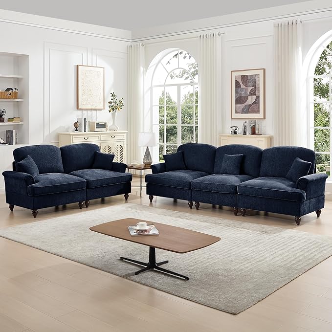 KEIKI 107 3Seat Modular Velvet Sofa Couch for Coastal Home Bedroom Studio Style Conscious Beach Lovers Luxurious Elegant Sophisticated Refined Design Stylish Design Blue