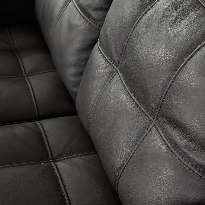 Signature Design by Ashley Luigi Modern Tufted Leather Match Sofa Black