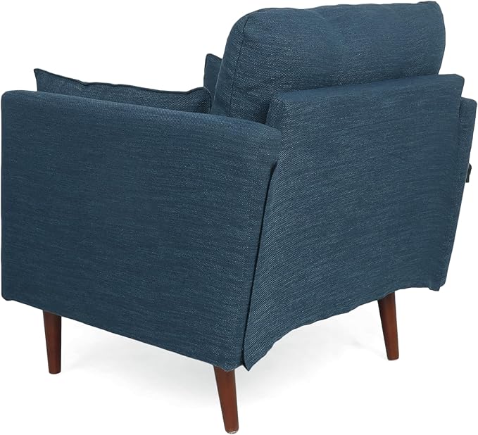 GDFStudio Tufted Club Chair Accent Armchair Accent Arm Reading Chair for Living Room Upholstered Button Armchair Lounge Chair with Comfy Cushion Wooden Leg for Bedroom Office Navy Blue