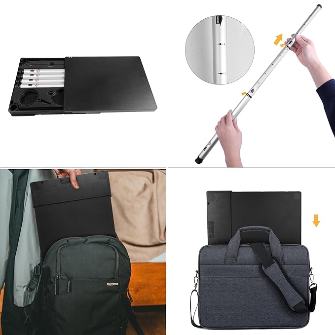 Portable Laptop Computer Stand Desk Table Compact Foldable Lightweight 3 lbs  Adjustable Height 19-29 inches For Remote Work Travel Home Office School