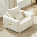 Modern Accent Chair with One Pillow 35.24'' Teddy Fabric Upholstered Sofa with Solid Wood Frame Single Sofa Lounge Chair for Apartment Office Living Room (Beige * Pillow98)