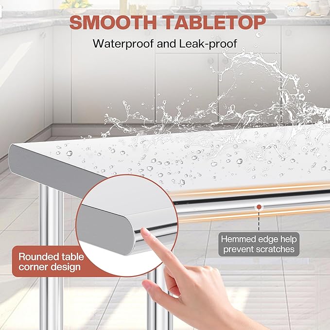 Jocisland 30 x 108 Stainless Steel Table for Prep &amp Work NSF Certified Adjustable Under Shelf and Feet for Commercial Kitchen Restaurant Hotel Garage