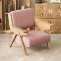 Accent Chair Mid Century Modern Chair Velvet Upholstered Lounge Arm Chair with Solid Wood Cozy Seating for Living Room Bedroom Balcony (Pink Single Chair)