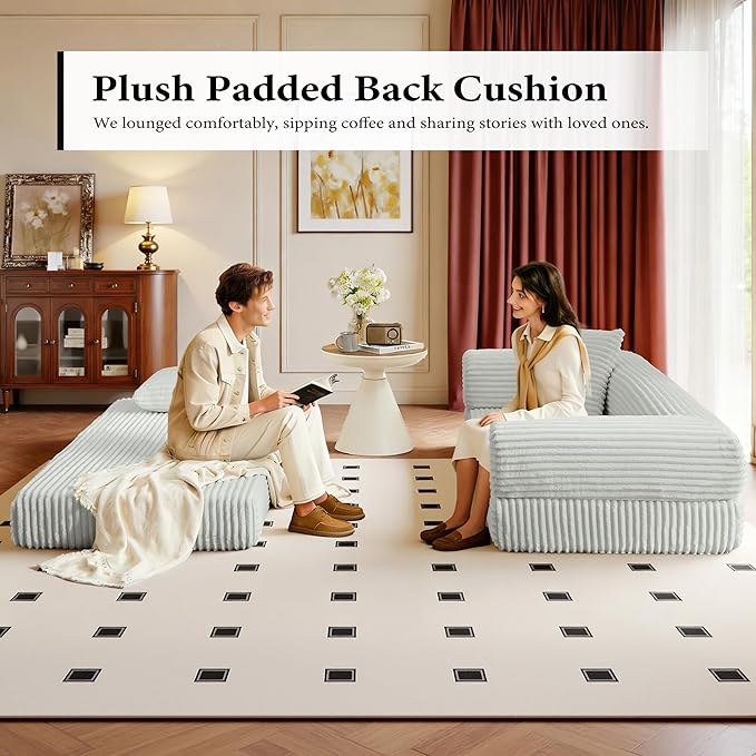Boneless Couch Versatile Couches for Living Room No-Install Sofa Bed Corduroy Futon Soft Cloud Couch with Pillows for Bedroom Game Movie