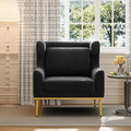 Christopher Knight Home Vincenzo Reading Single Sofa Upholstered Club Chair Velvet Accent Chair Single Lounge Curved Armchair Comfort Seating Armchair Sturdy Iron Legs for Living Room Black