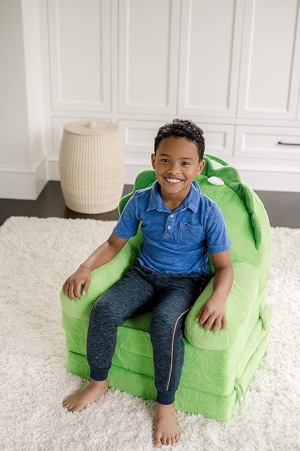 Soft Landing - Elite Seats - Premium Character Sofa Seat &amp Transformable Fold-Out Lounger with Carrying Handle – Dino