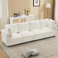 116'' 4-Seater Modular Sectional Cloud Sofa Straight-Line Couches for Living Room Modern Upholstered Deep Seat Sofa Chenille Beige