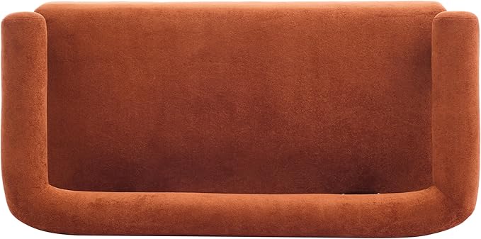Christopher Knight Home Celen Modern Boucle Fabric Upholstered Loveseat with Round Armrest and Rubberwood Frame Comfy Living Room 2-Seater Sofa Space-Saving Couch for Apartment Brown + Dark Orange