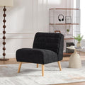 GDFStudio 24.4 Wide Modern Accent Chair Armless Upholstered Lounge Chair with Chenille Fabric &amp Rubber Wood Legs Compact Space-Saving Design for Living Room Bedroom Office - Black