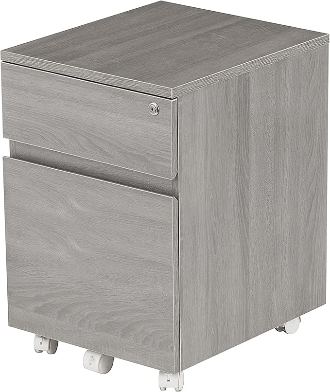 Techni Mobili Rolling Lock and Storage 2 Drawer Vertical Filing Cabinet 15.75 L x 17.75 W x 23 HGrey