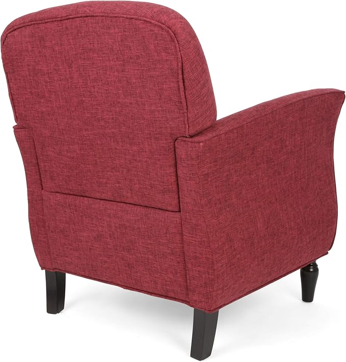Merax Red Accent Chair Fabric Armchair Mid Century Modern Chair Set of 1 Cozy Single Seat Sofa Upholstered Reading Chair for Bedroom Living Room