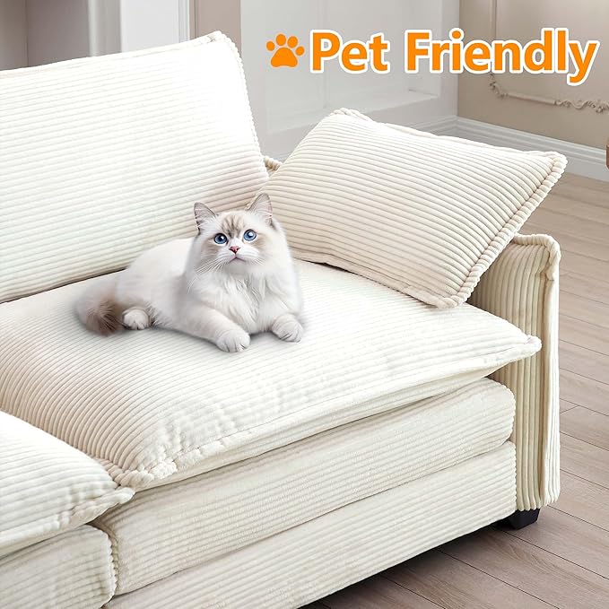 115 Sectional Couches for Living RoomModular L Shaped Sofa with ChaiseModern Sofa with Ottoman for ApartmentSmall Space(Beige3 Seats with Ottoman)
