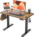 TIQLAB Height Adjustable Electric Standing Desk 40 x 24 inch Sit Stand Up Desk Splice Board Computer Home Office Desk Rustic Brown Top