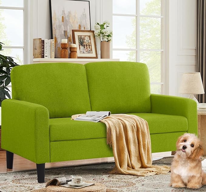 BEEY Small Couches for Small Spaces 53 Loveseat Sofa for Bedroom Modern 2-Seater Couch with Button Tufted Back Comfortable Love Seat for Bedroom Apartment Living Room Office - Green
