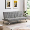 Sofa Adjustable Couch Sleeper Sofa Bed for Living RoomLoveseat Upholstered Modern Convertible FutonFaux Linen Grey
