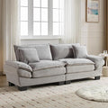 Modern 84 Corduroy Loveseat Sofa Ultra-Comfy Couch with 2 Pillows for Apartment Living Room Bedroom Home Office (Light Gray)