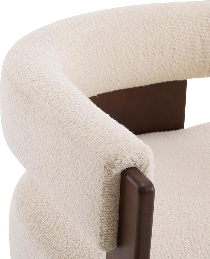 Christopher Knight Home Nettie Modern Accent Chair for Living Room Boucle Fabric Single Lounge Sofa Chair with Wooden Frame Comfy Reading Chair for Bedroom Lounge Armchair with Soft Cushion Beige