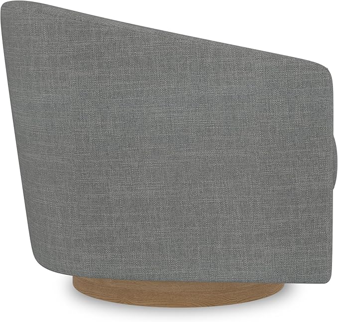 Swivel Accent Upholstered Modern Barrel-Curved Arm Linen Fabric Comfty Sofa Solid Wood Base Reading Bedroom Club Living Room Chair Charcoal Grey