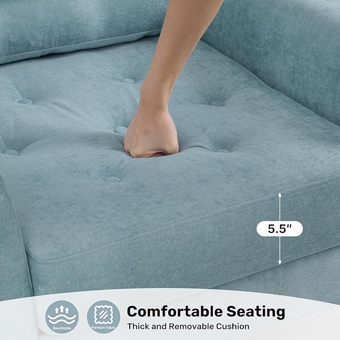 Accent Chair for Living Room Mid Century Modern Reading Chair Upholstered Armchair with Tufted Back &amp Wood Legs Single Sofa Side Chair for Bedroom Small Room Office Apartment Teal Green
