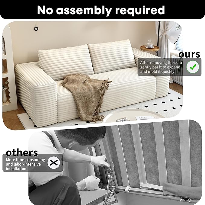 Modern Loveseat SofaModular Couch with Deep Seat Memory FoamComfy Small Cloud Couch for Small SpacesNo Assembly Required Sofa for Living RoomEfficient HomeBedroomOffice Apartment（63inchWhite）