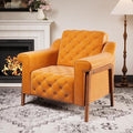 EJUNQ Cozy Accent ChairPU Leather Modern Living Room ChairsMid-Century Office Reading ChairSingle SofaArmchair for Bedroom Apartment Waiting Room(Orange)