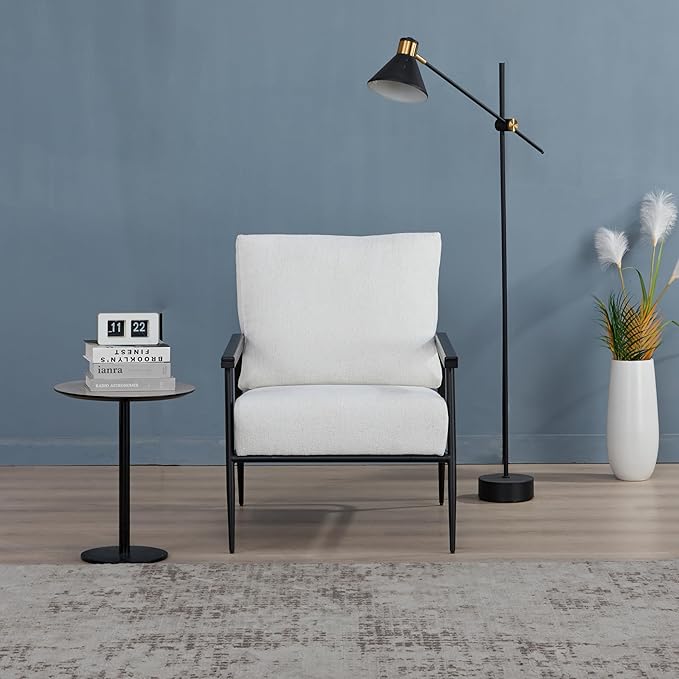 Artdeco Home Parker Modern arm Accent Chair Comfortable Chairs for Living Room Bedroom and Fireside Chair (Ivory)